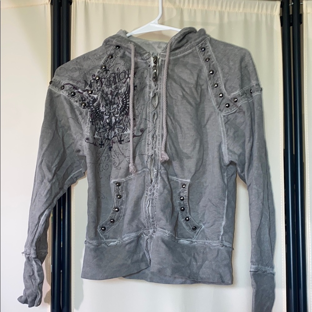 Affliction Gray Graphic Hoodie